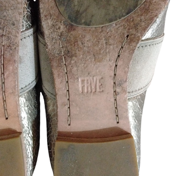 Frye Metallic Gold Leather Mule Flats Size 7.6 - Picture 9 of 10
